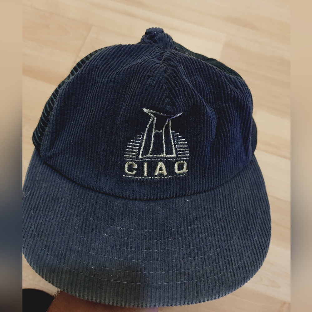 Vtg CIAQ Hat Vintage Blue Corduroy  Strapback  Ajustable Hat Cap victory Canada